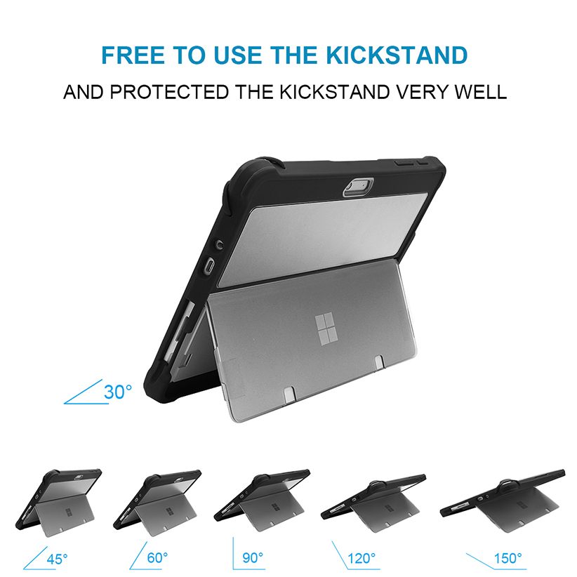 Hard Case for Microsoft Surface Go 4 2023 / Go 3 2021 / Go 2 2020 / Surface Go, Shockproof Folio Protective Rugged Cover Compatible with Type Cover Keyboard + Original Kickstand, Frost Clear